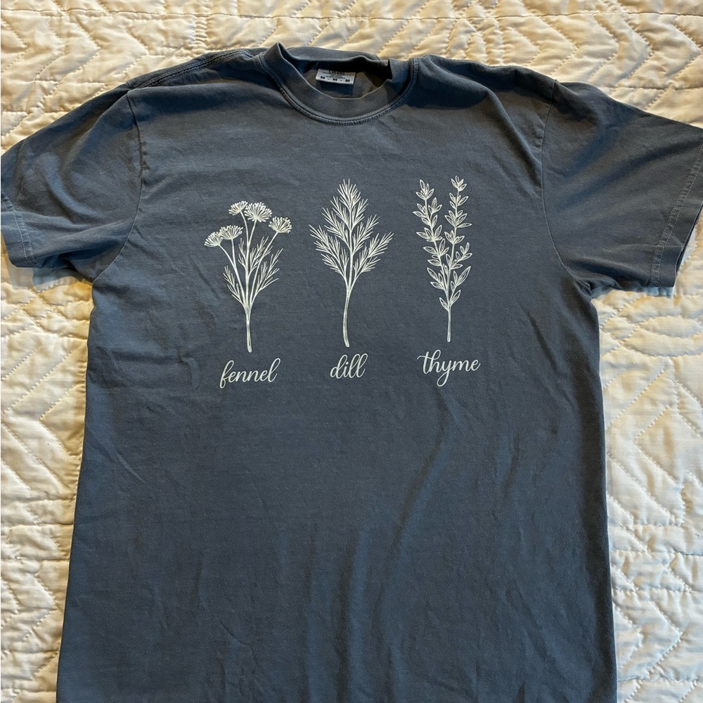 Fennel Dill Thyme Herb Blue T-Shirt